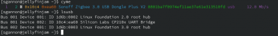 Output of commands cyme and lsusb